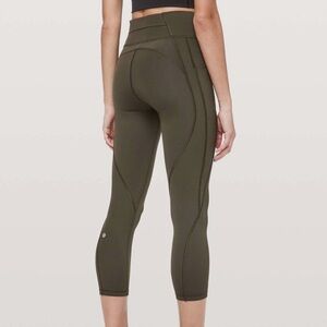 Lululemon Size 10 Dark Olive Green Time To Sweat Crop 23” Leggings W6AWSS